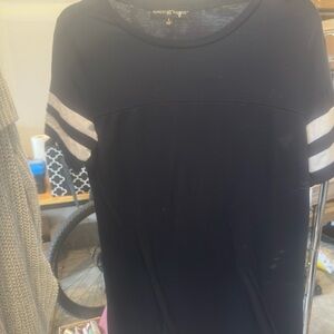 Almost Famous Navy Midi Dress with White Stripes